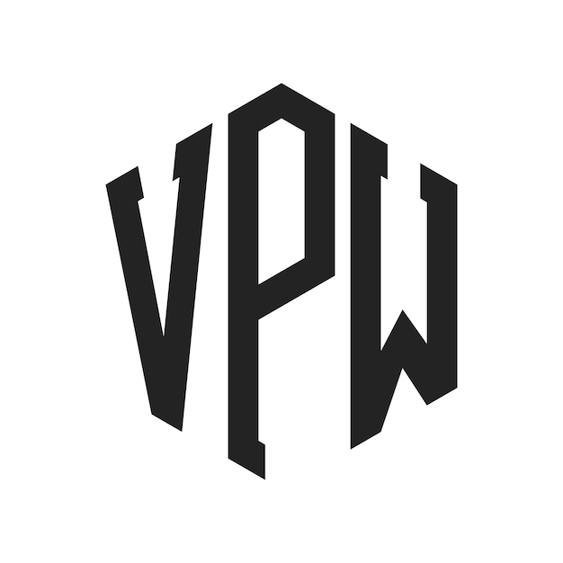Diseño del logotipo de VPW Letra inicial Logotipo del monograma de VPW con forma de hexágono