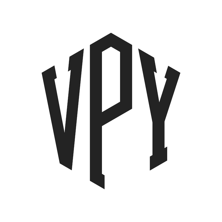 Vector diseño del logotipo de vpy letra inicial logotipo del monograma de vpy con forma de hexágono