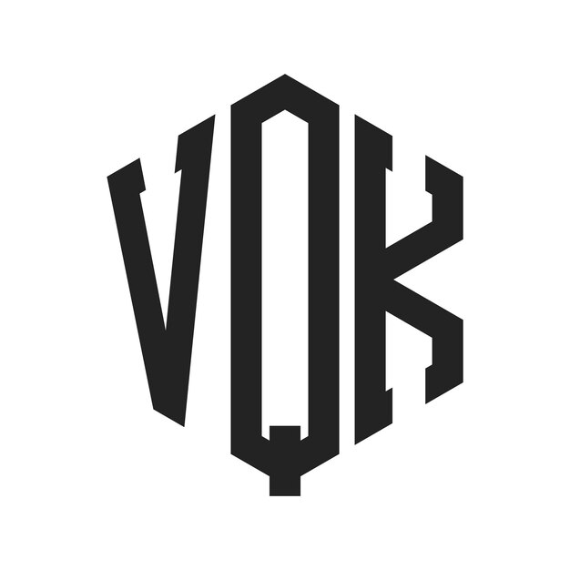 Diseño del logotipo de VQK Letra inicial VQK Monograma Logotipo con forma de hexágono