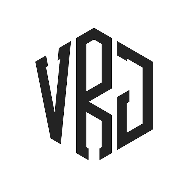 Diseño del logotipo de VRJ Letra inicial Monograma de VRJ Logotipo con forma de hexágono
