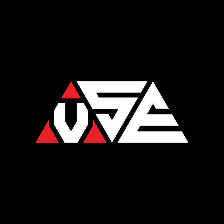Vector el diseño del logotipo de vse triángulo con forma de triángulo vse diseño de logotipo triángulo monograma vse logotipo vectorial triángulo plantilla con color rojo vse logo triangular sencillo elegante y lujoso logotipo vse