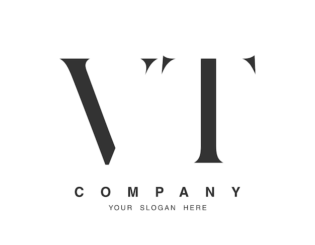 Diseño del logotipo de VT Letra inicial v y t estilo de fuente serif Nombre de empresa clásico creativo tipografía Logotipo o identidad de moda