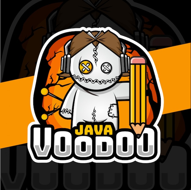 Diseño de logotipo de vudú dool mascota esport