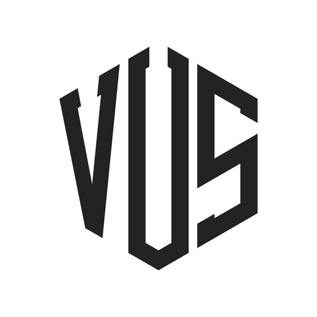 Diseño del logotipo de VUS Letra inicial VUS Monograma Logotipo con forma de hexágono