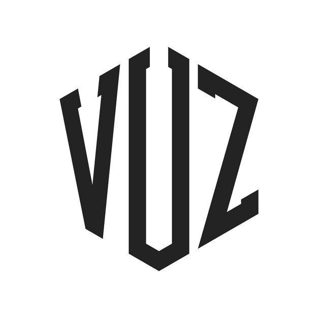 Diseño del logotipo de VUZ Letra inicial VUZ Monograma Logotipo con forma de hexágono