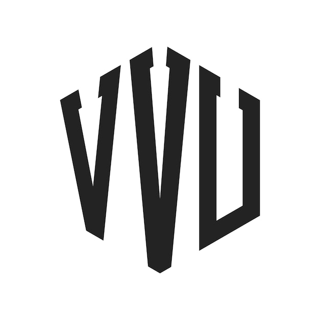 Diseño del logotipo de VVU Letra inicial VVU Monograma Logotipo con forma de hexágono