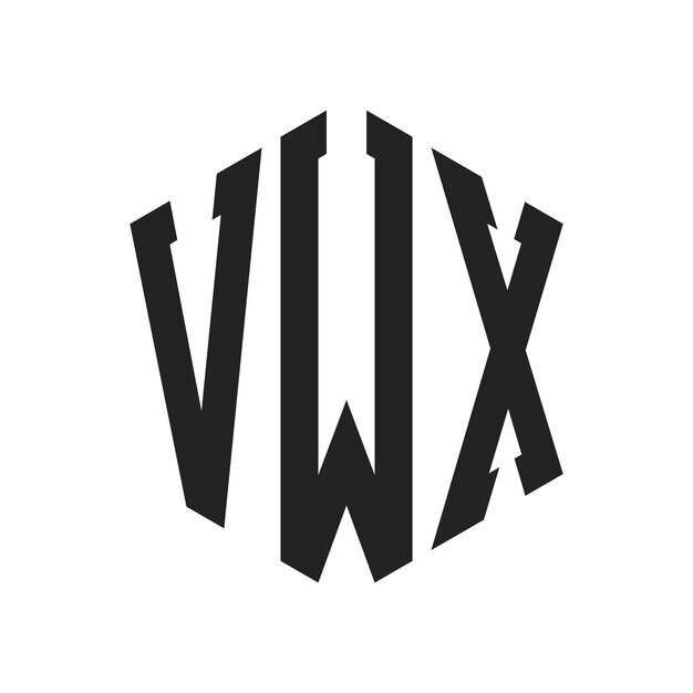 Diseño del logotipo de VWX Letra inicial Logotipo del monograma de VWX con forma de hexágono