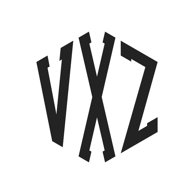 Diseño del logotipo VXZ Letra inicial VXZ Monograma Logotipo con forma de hexágono