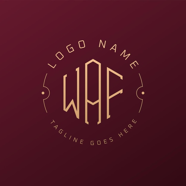 Diseño de logotipo WAF de lujo Letra elegante WAF Monograma Logotipo minimalista Poligono WAF Template de diseño de logotipo