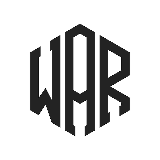 Diseño del logotipo de WAR Letra inicial Logotipo del monograma de WAR con forma de hexágono