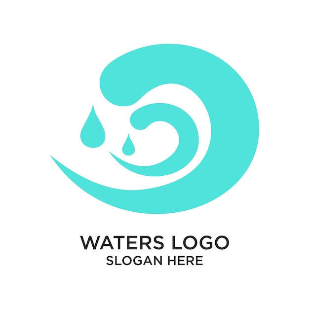 El diseño del logotipo de Waters es un concepto simple Premium Vector