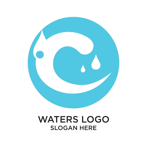 El diseño del logotipo de Waters es un concepto simple Premium Vector