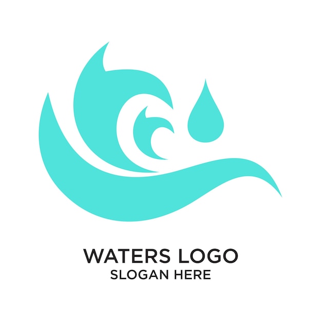 El diseño del logotipo de Waters es un concepto simple Premium Vector
