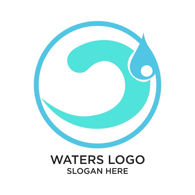 El diseño del logotipo de Waters es un concepto simple Premium Vector