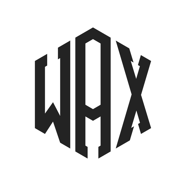 Diseño del logotipo de WAX Letra inicial Monograma de WAX Logotipo con forma de hexágono