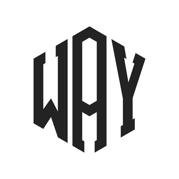 Diseño del logotipo WAY Letra inicial WAY Monograma Logotipo con forma de hexágono