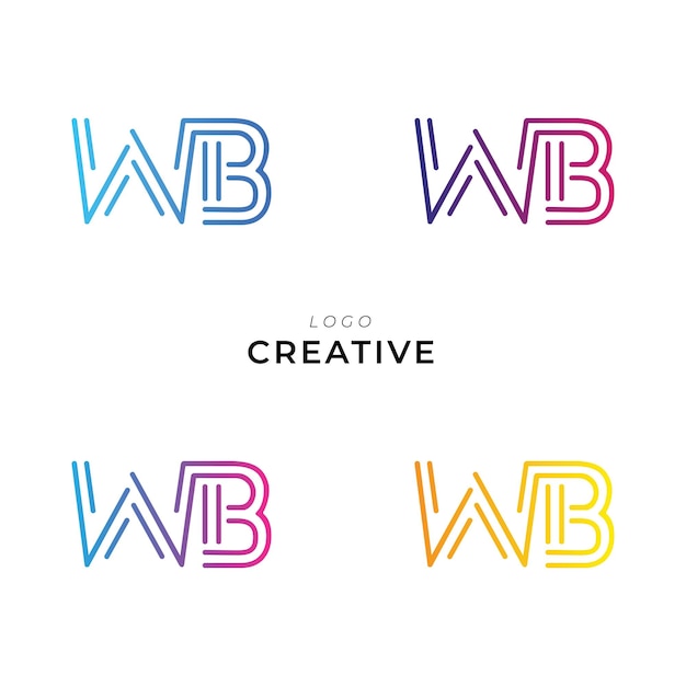 Diseño del logotipo de WB Creative Latter Diseño de la marca personalizada Logotipo de diseño del logotipo creativo Ilustración vectorial