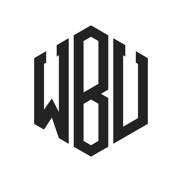 Diseño del logotipo de WBU Letra inicial WBU Monograma Logotipo con forma de hexágono
