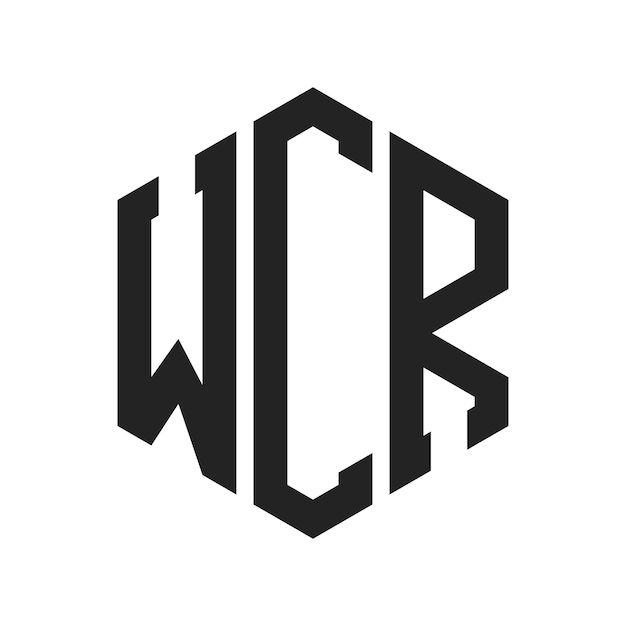 Diseño del logotipo de WCR Letra inicial WCR Monograma Logotipo con forma de hexágono