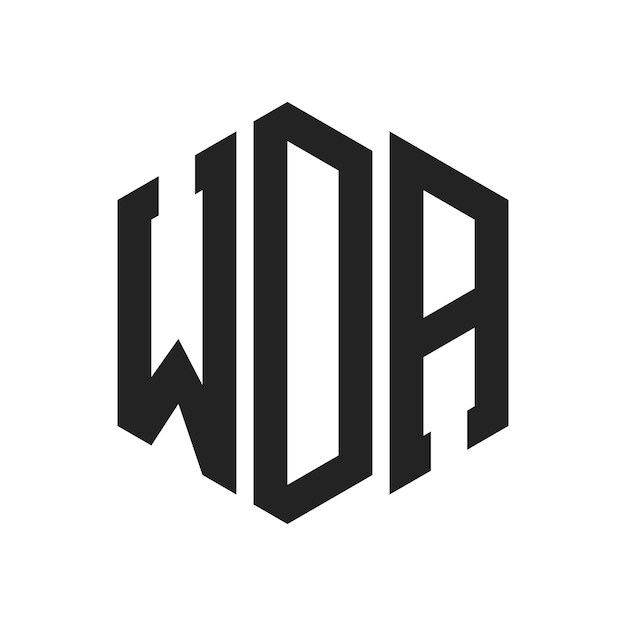 Diseño del logotipo de WDA Letra inicial Logotipo del monograma de WDA con forma de hexágono
