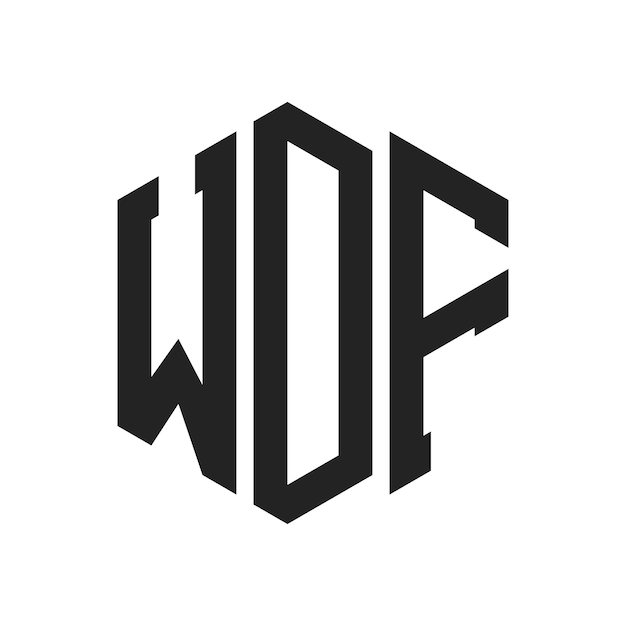 Diseño del logotipo WDF Letra inicial WDF Monograma Logotipo con forma de hexágono