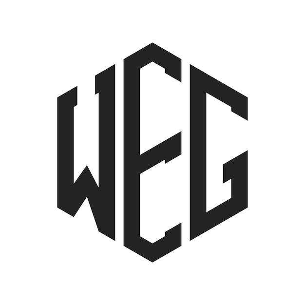 Diseño del logotipo WEG Letra inicial WEG Monograma Logotipo con forma de hexágono
