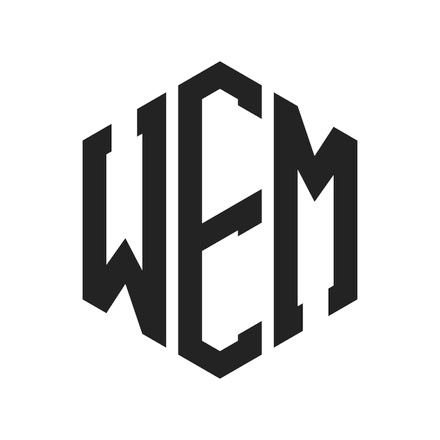 Diseño del logotipo WEM Letra inicial WEM Monograma Logotipo con forma de hexágono