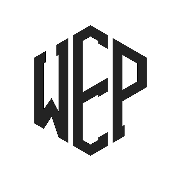 Diseño del logotipo de WEP Letra inicial Logotipo del monograma de WEP con forma de hexágono
