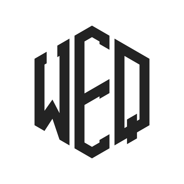 Diseño del logotipo WEQ Letra inicial WEQ Monograma Logotipo con forma de hexágono