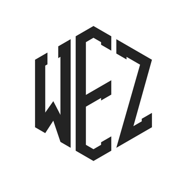 Diseño del logotipo de WEZ Letra inicial WEZ Monograma Logotipo con forma de hexágono