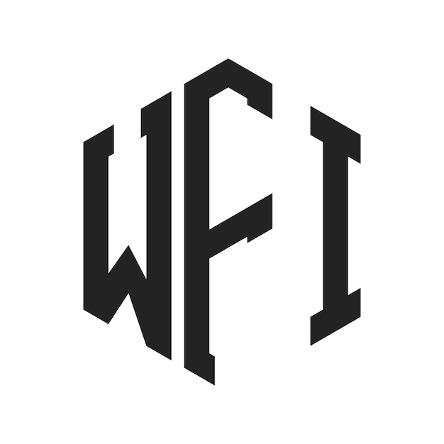 Diseño del logotipo WFI Letra inicial WFI Monograma Logotipo con forma de hexágono
