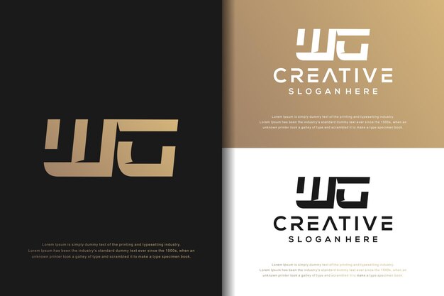 Diseño de logotipo WG de letra de monograma abstracto