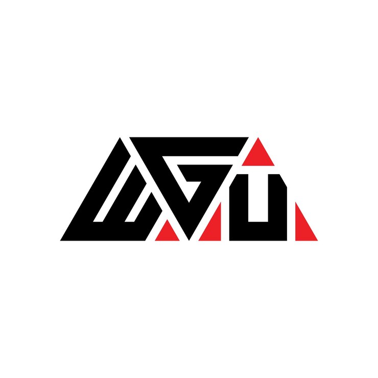 Vector el diseño del logotipo de wgu con letras triangulares con forma de triángulo wgu diseño de logotipo triangular con monograma wgu modelo de logotipo vectorial triangular wgu con color rojo wgu logo triangular simple elegante y lujoso logotipo wgu