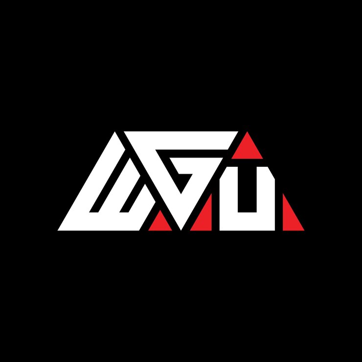 Vector el diseño del logotipo de wgu con letras triangulares con forma de triángulo wgu diseño de logotipo triangular con monograma wgu modelo de logotipo vectorial triangular wgu con color rojo wgu logo triangular simple elegante y lujoso logotipo wgu