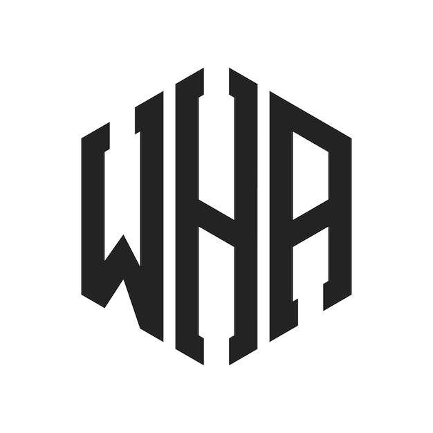 Diseño del logotipo de WHA Letra inicial WHA Monograma Logotipo con forma de hexágono