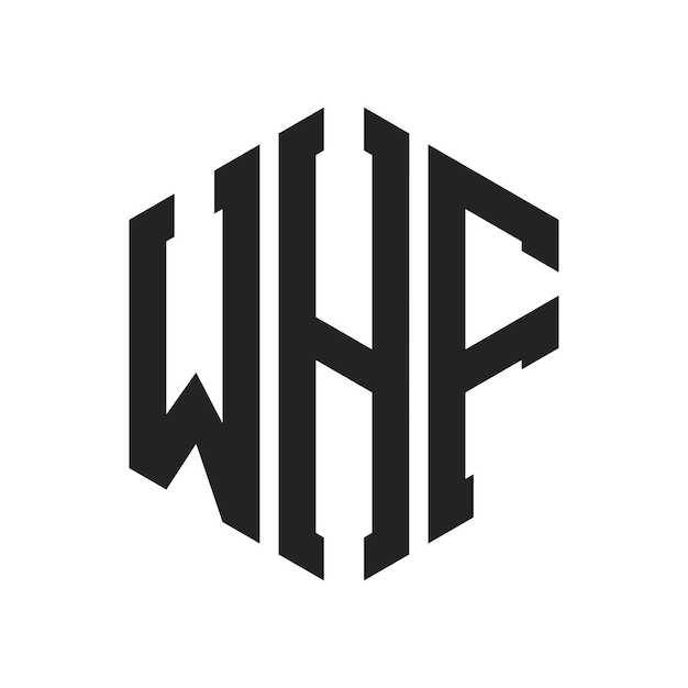 Diseño del logotipo WHF Letra inicial WHF Monograma Logotipo con forma de hexágono