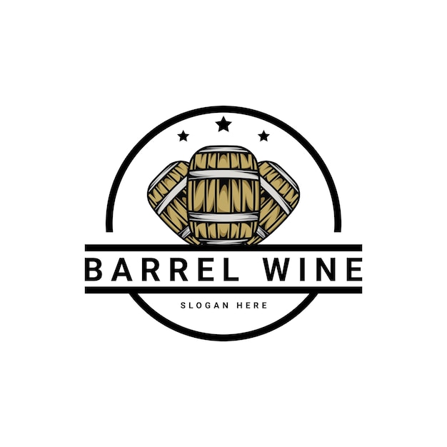 Diseño del logotipo del whisky de barril de estilo vintage retro