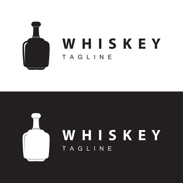 Diseño del logotipo del whisky Botella de bebida antigua Estilo sencillo Retro Bar vintage Restaurante plantilla Ilustración