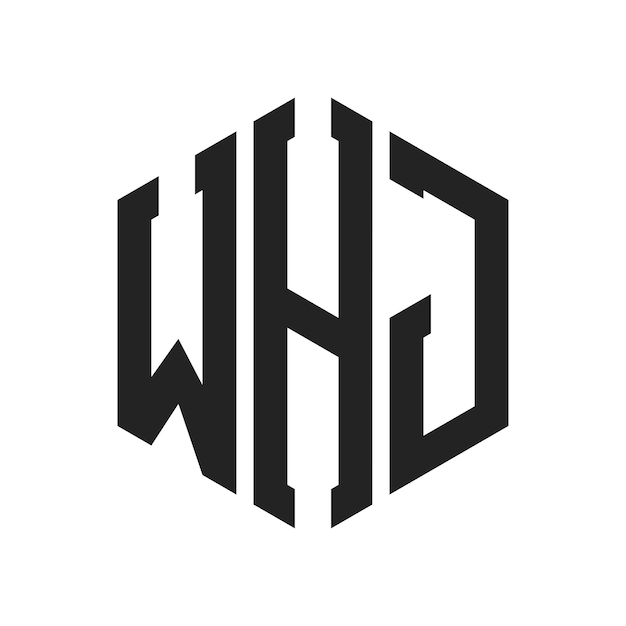 Diseño del logotipo WHJ Letra inicial WHJ Monograma Logotipo con forma de hexágono