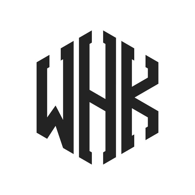 Diseño del logotipo de WHK Letra inicial Logotipo del monograma de WHK con forma de hexágono