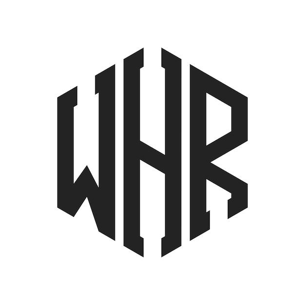 Diseño del logotipo WHR Letra inicial WHR Monograma Logotipo con forma de hexágono
