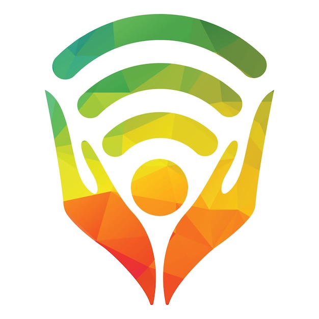 Diseño de logotipo de WiFi de mano Logotipo de WiFi con vector de concepto de mano