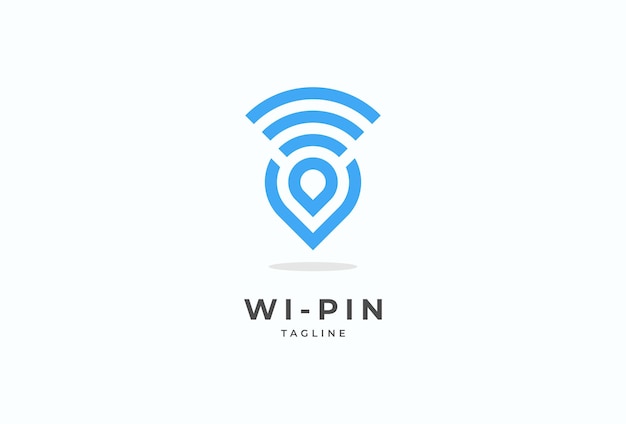 Diseño de logotipo wifi de ubicación de pin, wifi con combinación de icono de pin, elemento de plantilla de logotipo de diseño plano