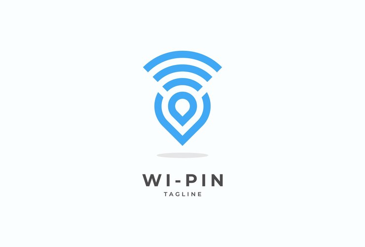 Vector diseño de logotipo wifi de ubicación de pin, wifi con combinación de icono de pin, elemento de plantilla de logotipo de diseño plano