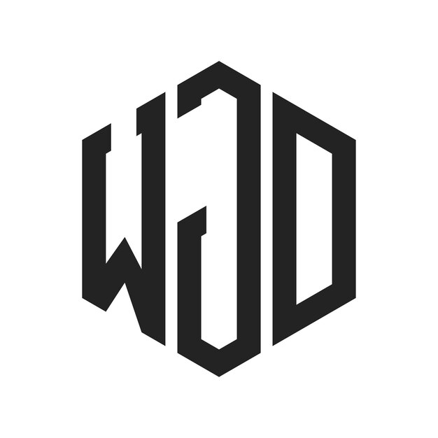 Diseño del logotipo WJD Letra inicial Logotipo del monograma WJD con forma de hexágono