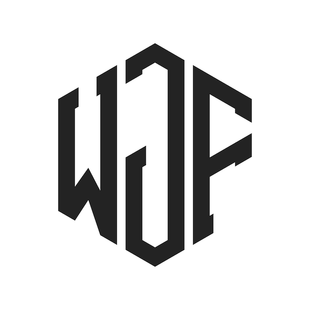 Diseño del logotipo de WJF Letra inicial WJF Monograma Logotipo con forma de hexágono