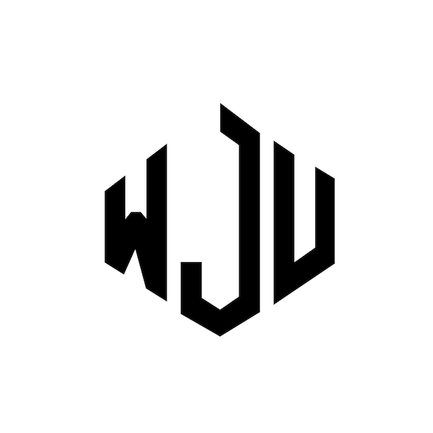 Diseño del logotipo de WJU con letras en forma de polígono WJU diseño del logotipo en forma de póligono y cubo WJU hexágono modelo de logotipo vectorial colores blanco y negro WJU monograma de negocios y logotipo inmobiliario