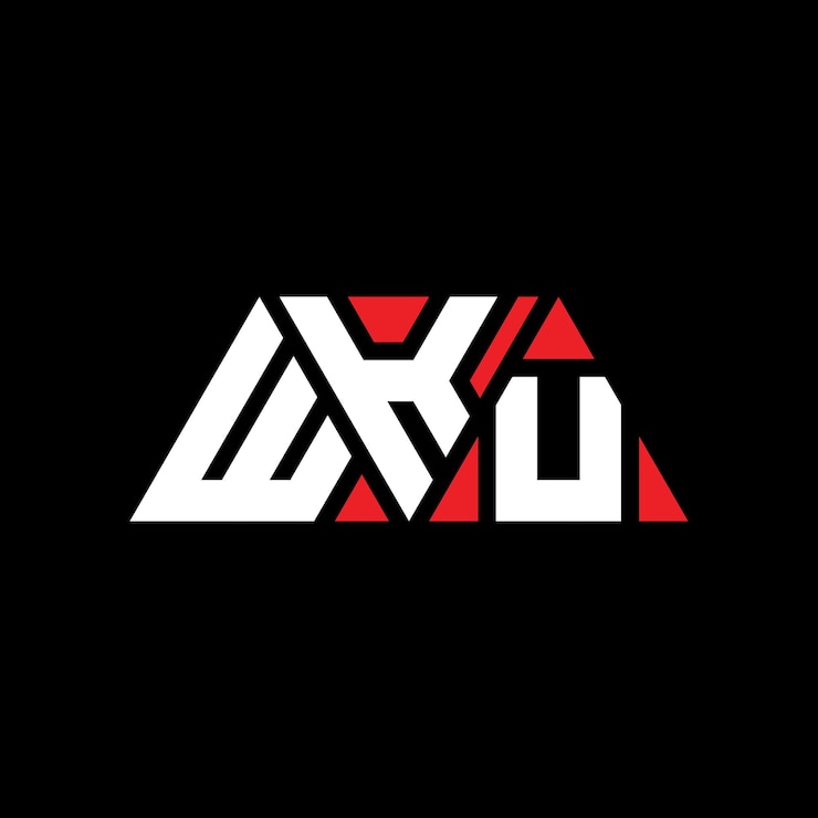 Vector diseño de logotipo de wku triángulo letra con forma de triángulo wku diseño de logotipo triángulo monograma wku modelo de logotipo vectorial triángulo con color rojo wku logotipo triangular simple elegante y lujoso logotipo wku