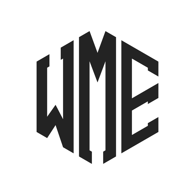 Diseño del logotipo de WME Letra inicial Logotipo del monograma de WME con forma de hexágono