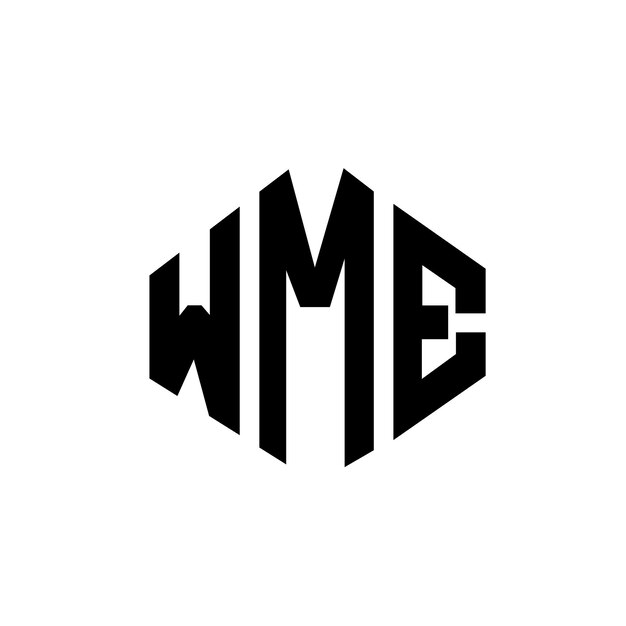 Diseño de logotipo de WME con letras en forma de polígono WME diseño de logotipo en forma de póligono y cubo WME hexágono modelo de logotipo vectorial colores blanco y negro WME monograma de negocios y logotipo de bienes raíces
